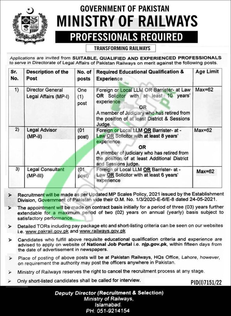 Ministry of Railways Jobs 2023