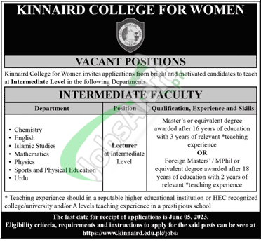 Kinnaird College Jobs 2023