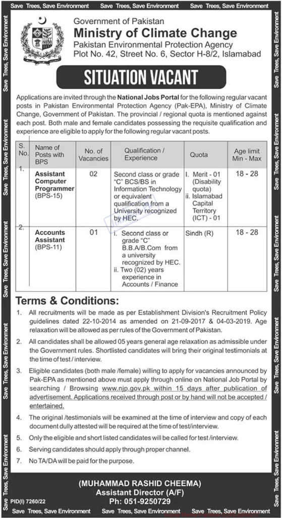 Ministry of Climate Change Jobs 2023