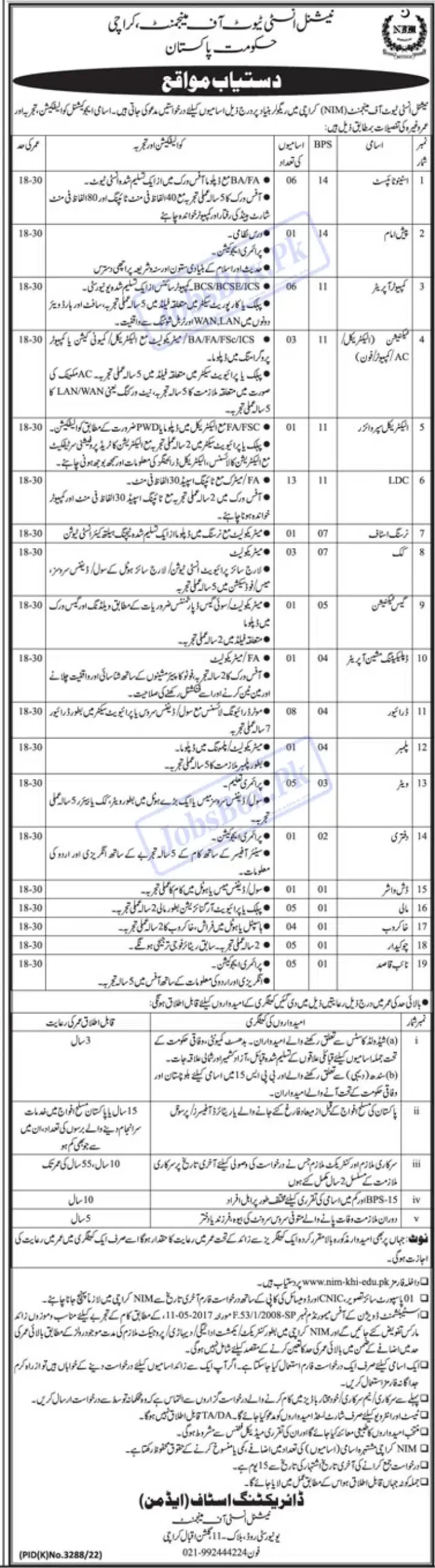 National Institute of Management NIM Karachi Jobs 2023