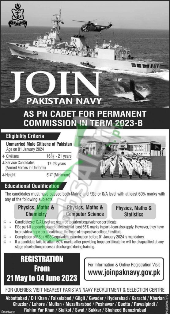 Join Pak Navy as PN Cadet