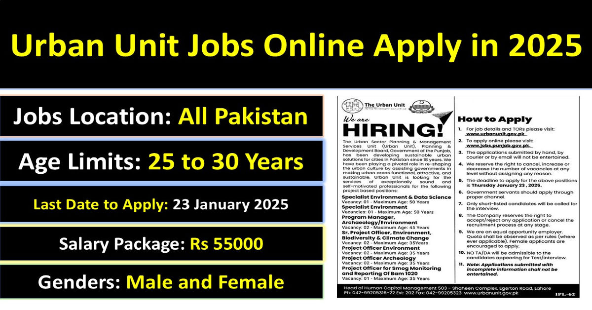 Urban Unit Jobs Online Apply in 2025