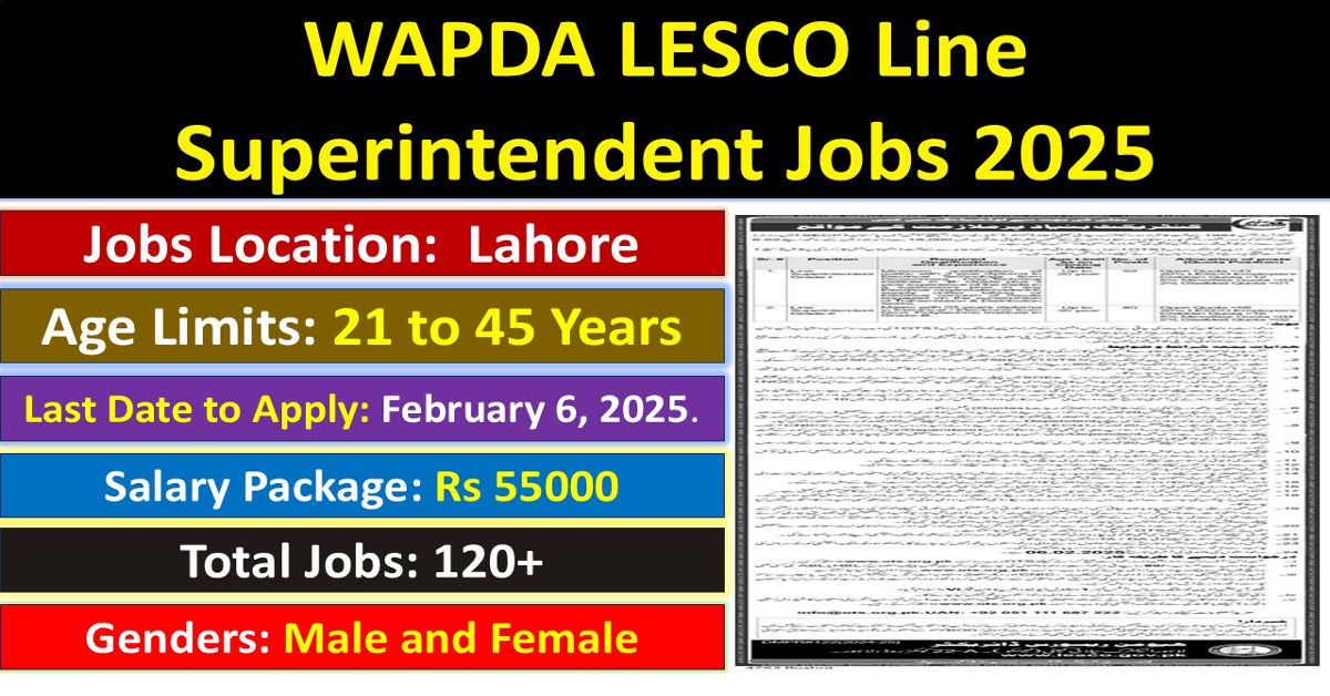 WAPDA LESCO Line Superintendent Jobs 2025