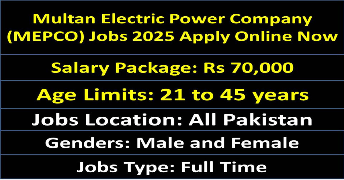 Multan Electric Power Company (MEPCO) Jobs 2025 Apply Online Now