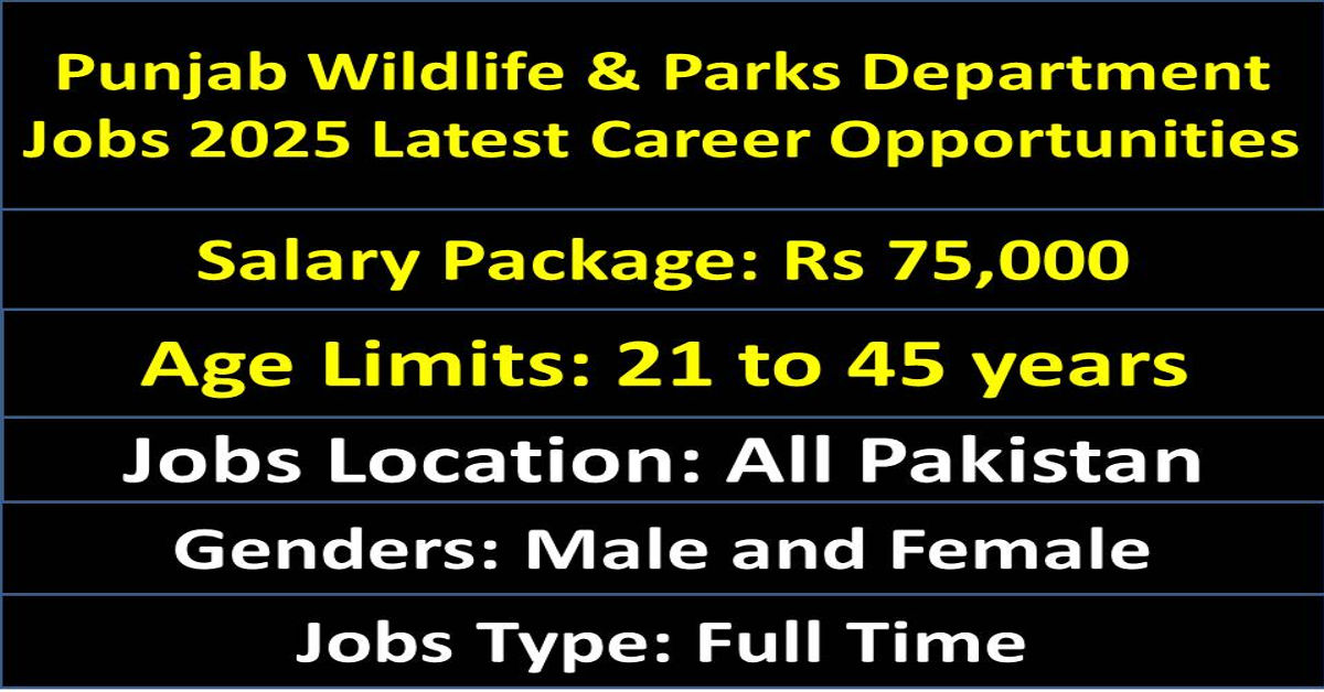 Punjab Wildlife & Parks Department Jobs 2025 Latest Career Opportunities