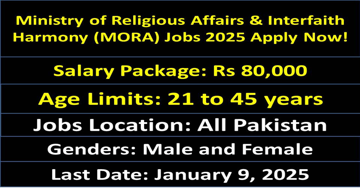 Ministry of Religious Affairs & Interfaith Harmony (MORA) Jobs 2025 Apply Now!