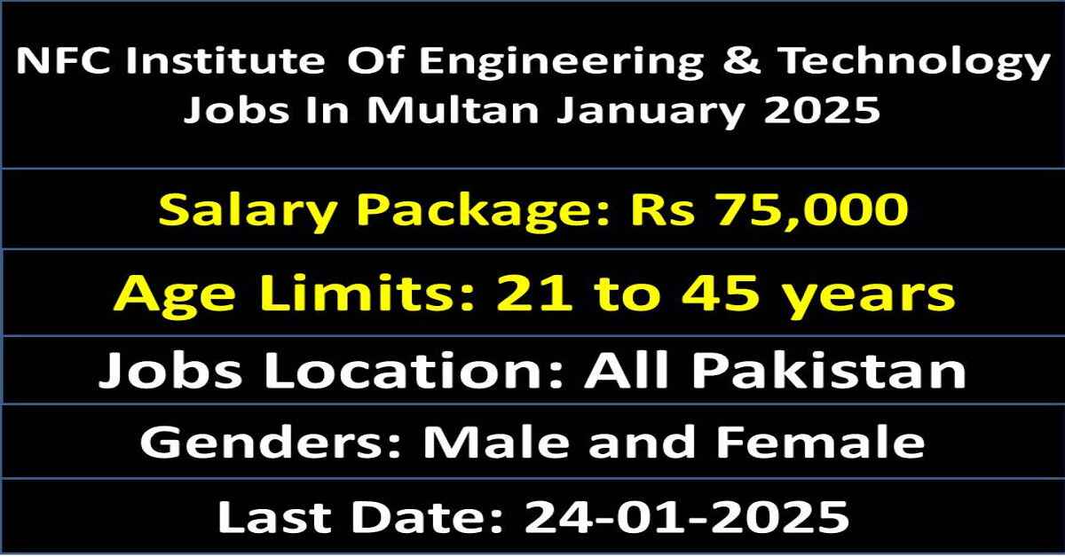 NFC Institute Of Engineering & Technology Jobs In Multan January 2025