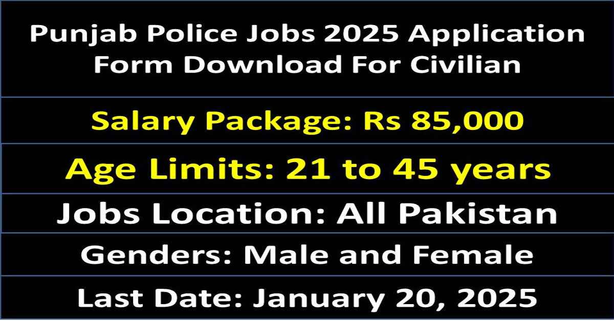 Punjab Police Jobs 2025 Application Form Download For Civilian