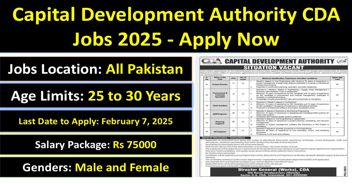 Capital Development Authority CDA Jobs 2025