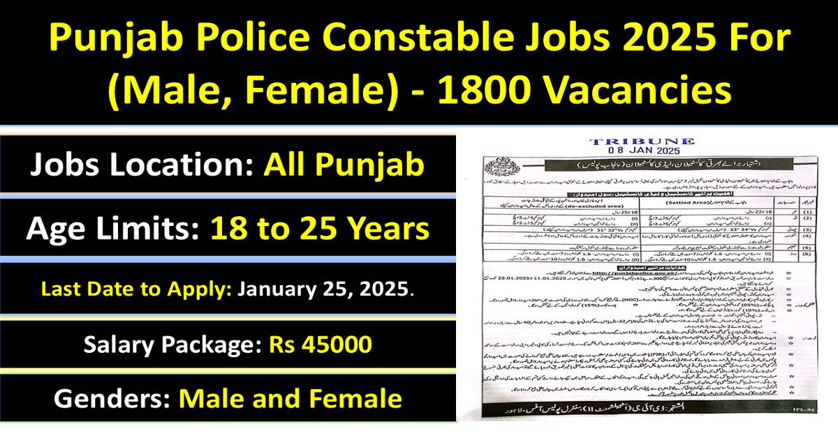 Punjab Police Constable Jobs 2025 latest