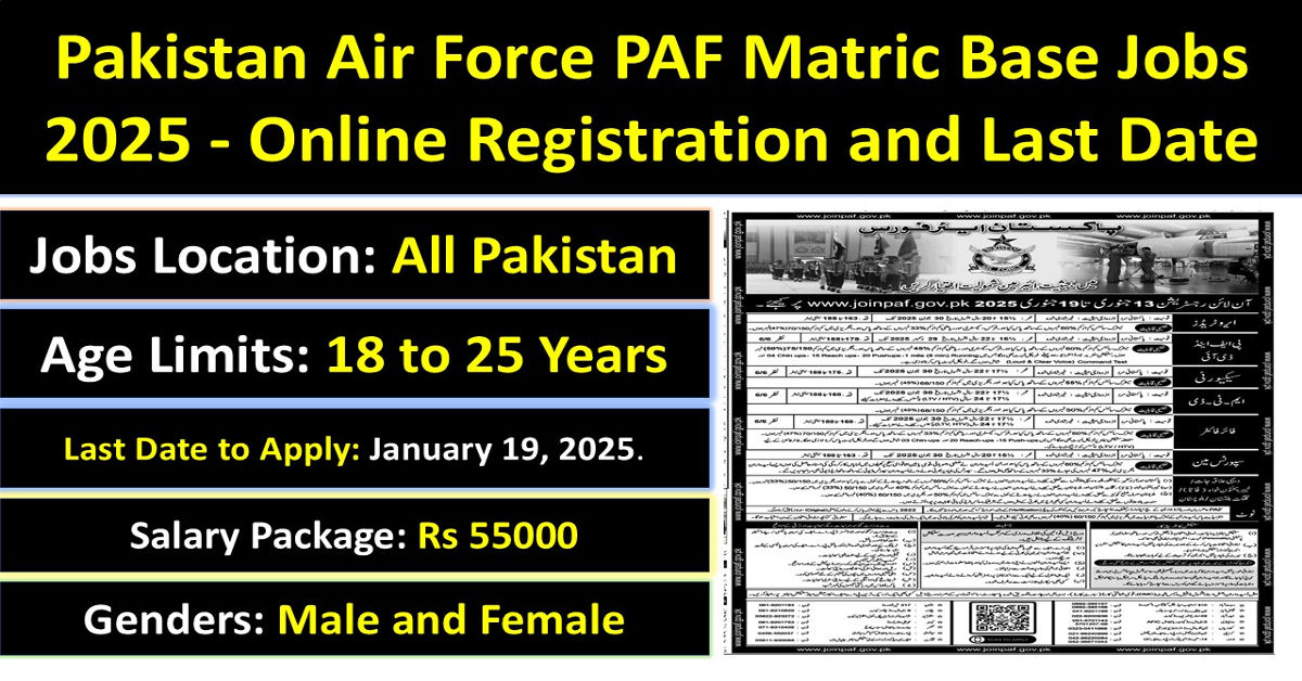 Pakistan Air Force PAF Matric Base Jobs 2025