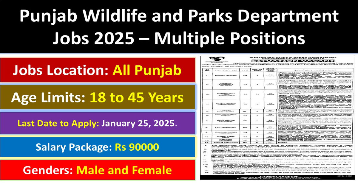 Punjab Wildlife and Parks Department Jobs 2025