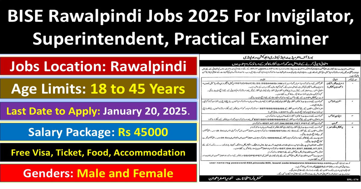 BISE Rawalpindi Jobs 2025