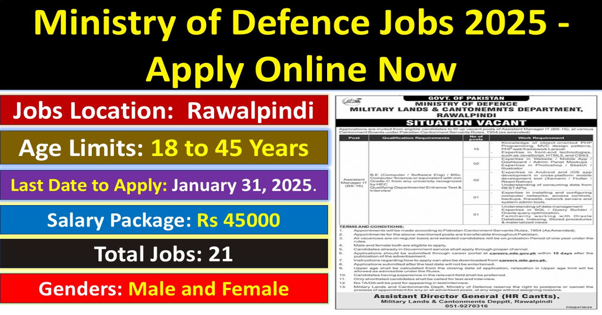 Ministry of Defence Jobs 2025